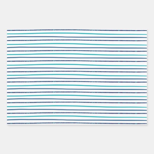 Aquamariner Weihnachtsbaum Glitzer Streifen Geschenkpapier Set (Vorderseite 3)