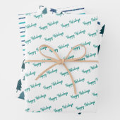 Aquamariner Weihnachtsbaum Glitzer Streifen Geschenkpapier Set (Beispiel)