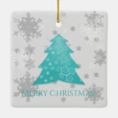 Aquamariner Weihnachtsbaum Keramik Ornament (Rückseite)