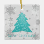 Aquamariner Weihnachtsbaum Keramik Ornament (Vorderseite)