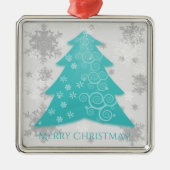 Aquamariner Weihnachtsbaum Keramik Ornament Aus Metall (Vorne)