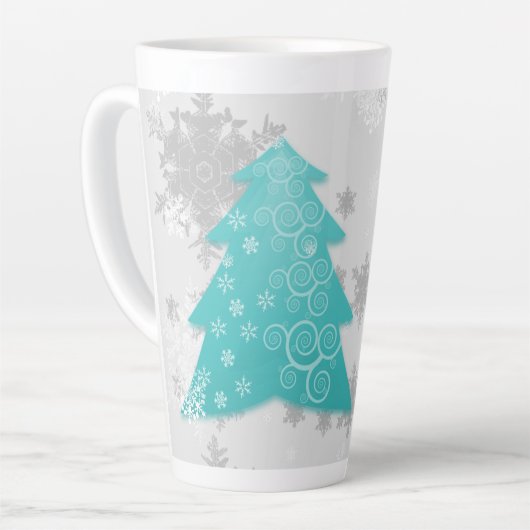 Aquamariner Weihnachtsbaum Latte Tasse (Linke Ecke)