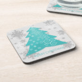 Aquamariner Weihnachtsbaum Plastischer Untersetzer (Linke Seite)