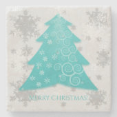 Aquamariner Weihnachtsbaum Stone Untersetzer (Vorderseite)