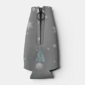Aquamariner Weihnachtsbaum und Schneeflocken Flasc Flaschenkühler (Rückseite)