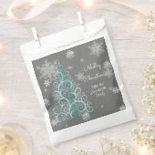Aquamariner Weihnachtsbaum und Schneeflocken Fvor  Geschenktütchen (Ausgeschnitten)