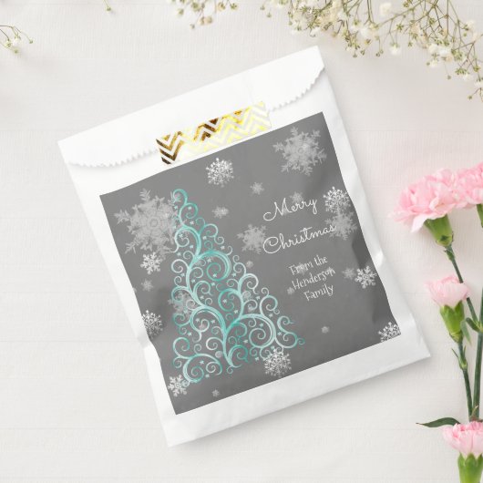 Aquamariner Weihnachtsbaum und Schneeflocken Fvor  Geschenktütchen (Versiegelt)