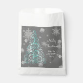 Aquamariner Weihnachtsbaum und Schneeflocken Fvor  Geschenktütchen (Vorderseite)