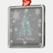 Aquamariner Weihnachtsbaum und Schneeflocken Ornament Aus Metall (Links)