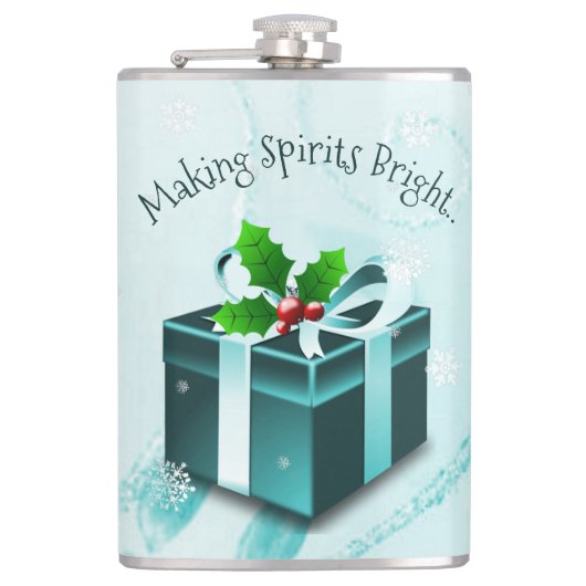 Aquamariner Weihnachtsgeschenk Flachmann (Vorderseite)