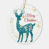 Aquamariner Weihnachtsmann Rentier Keramik Ornament (Links)