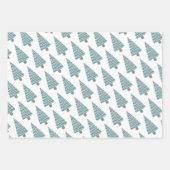 Aquamariner Weihnachtsschneemann und Bäume Geschenkpapier Set (Vorderseite 3)