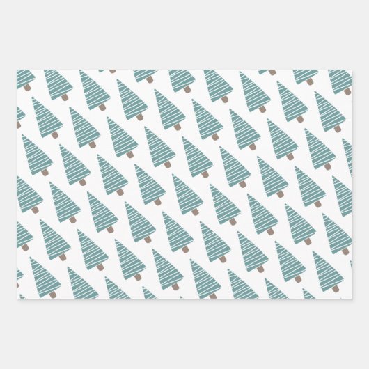 Aquamariner Weihnachtsschneemann und Bäume Geschenkpapier Set (Vorderseite 3)