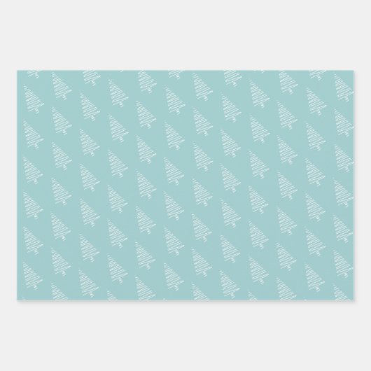 Aquamariner Weihnachtsschneemann und Bäume Geschenkpapier Set (Vorderseite 2)