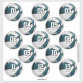 aquamariner weißer Basketball 13 Teammitglieder Aufkleber (Blatt)