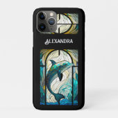 Aquamariner weißer Dolphin-Look aus festem Glas Case-Mate iPhone Hülle (Rückseite)