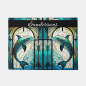 Aquamariner weißer Dolphin-Look aus festem Glas Fußmatte (Vorderseite)