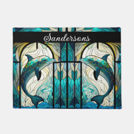 Aquamariner weißer Dolphin-Look aus festem Glas Fußmatte