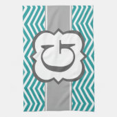 Aquamariner weißer Monogramm-Buchstabe G Zickzack Handtuch (Vertikal)