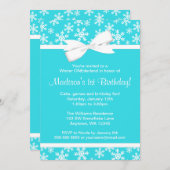 Aquamariner weißer Schneeflocke-Bogen-Winter Einladung (Vorne/Hinten)