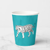 Aquamariner weißer Tiger, türkisblau Personalisier Pappbecher (Rückseite)
