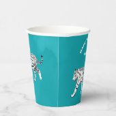 Aquamariner weißer Tiger, türkisblau Personalisier Pappbecher (Rechts)