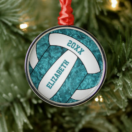 aquamariner, weißer Volleyballgürtel Ornament Aus Metall