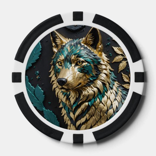 Aquamariner Wolf Pokerchips (Vorderseite)