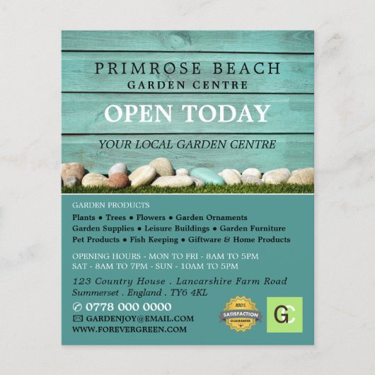 Aquamariner Zaun, Gartenzentrum, Gartenbaukunst Flyer (Vorne)