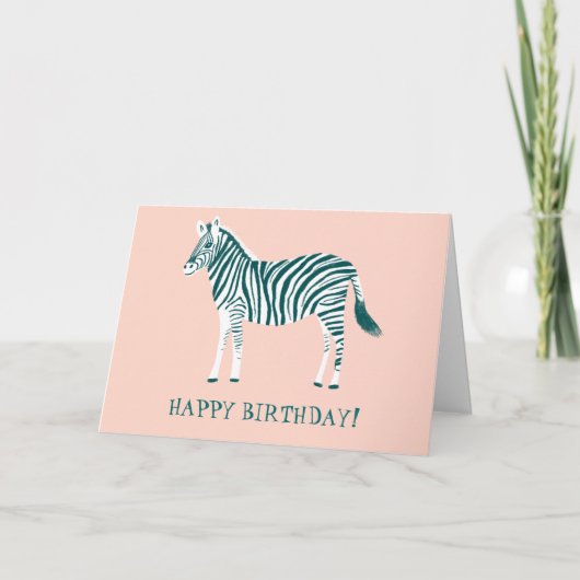 AQUAMARINER ZEBRA-CUSTOM GLÜCKLICH GEBURTSTAG KARTE (Vorderseite)