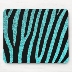 Aquamariner Zebrastreifen-Glitzer Mousepad