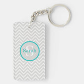 Aquamariner Zickzack Monogramm-Acrylstoff-Schlüsse Schlüsselanhänger (Rückseite)