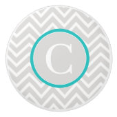 Aquamariner Zickzack Monogramm-Keramik Keramikknauf (Vorderseite)