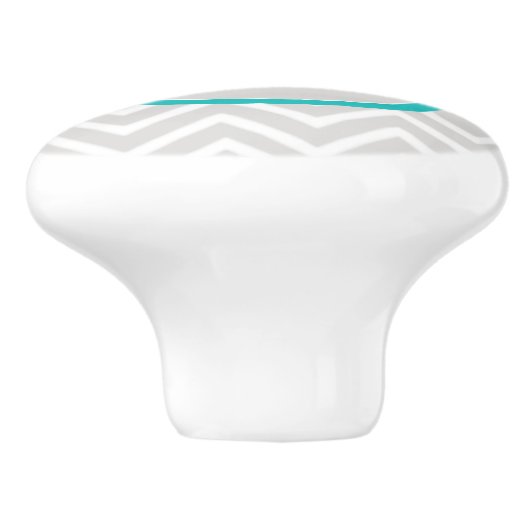 Aquamariner Zickzack Monogramm-Keramik Keramikknauf (Seitenansicht)