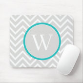 Aquamariner Zickzack Monogramm-Mauspad Mousepad (Mit Mouse)