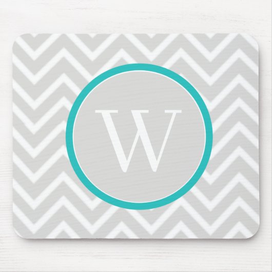 Aquamariner Zickzack Monogramm-Mauspad Mousepad (Vorne)