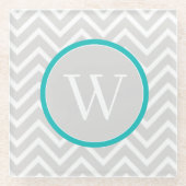 Aquamariner Zickzack Monogramm-Untersetzer Glasuntersetzer (Vorderseite)