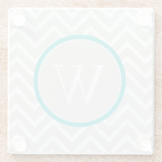 Aquamariner Zickzack Monogramm-Untersetzer Glasuntersetzer (Rückseite)