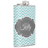 Aquamariner Zickzack Personalisierter Flasche Flachmann (Rechts)