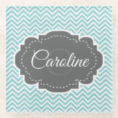 Aquamariner Zickzack Personalisierter Untersetzer (Vorderseite)