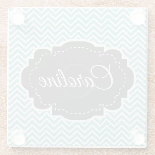 Aquamariner Zickzack Personalisierter Untersetzer (Rückseite)