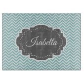 Aquamariner Zickzack Personalisierter Zuschnitt Schneidebrett (Vorderseite)