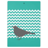 Aquamariner Zickzack Vogel - Klemmbrett (Rückseite)
