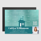 Aquamarines 2026 Calendar Realtor Foto QR Code Mag Magnetkarte (Vorne/Hinten)