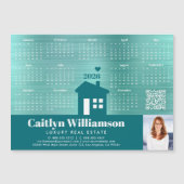 Aquamarines 2026 Calendar Realtor Foto QR Code Mag Magnetkarte (Vorderseite)