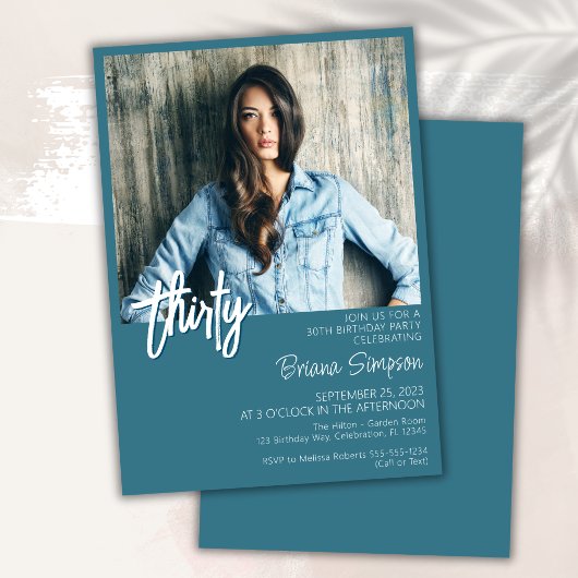 Aquamarines 30. Geburtstag Foto Einladung