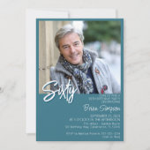 Aquamarines 60. Geburtstag Foto Einladung (Vorderseite)