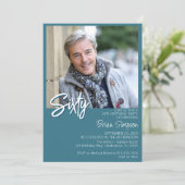 Aquamarines 60. Geburtstag Foto Einladung (Stehend Vorderseite)