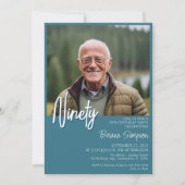 Aquamarines 90. Geburtstag Foto Einladung (Vorderseite)