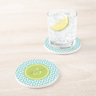 Aquamarines abstraktes geometrisches getränkeuntersetzer